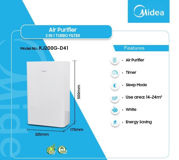 MIDEA 3 IN 1 TURBO FILTER AIR PURIFIER KJ200G-D41